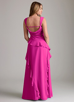 Azazie Sloane Bridesmaid Dresses Fuchsia A-Line Sweetheart Neckline Chiffon Dress image2