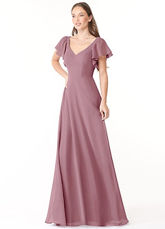 Azazie Syenna Bridesmaid Dresses Vintage Mauve A-Line Ruched Chiffon Dress image4