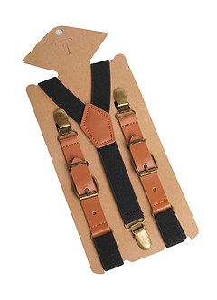 front Boys' Satin Bow Tie and Suspender Two-Piece Set