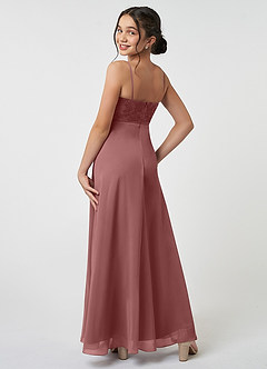 Azazie Sonya Junior Desert Rose A-Line Lace Chiffon Dress image4