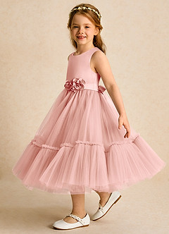 Azazie Miracle Flower Girl Dresses Rosette A-Line Bow Matte Satin Dress image3