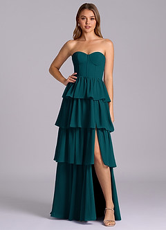 Azazie Faye Bridesmaid Dresses Pine A-Line Sweetheart Neckline Chiffon Dress image1