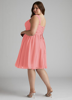 Azazie Angie Brautjungfernkleider A-Linie Korsett Chiffon Kleid Koralle image12
