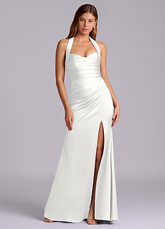 Azazie Destiny Bridesmaid Dresses White Mermaid Sweetheart Neckline Stretch Satin Dress image7