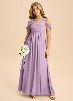 Azazie Lianne Junior Wisteria A-Line Off the Shoulder Chiffon Dress image5