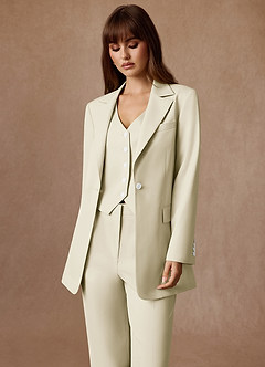 front Rowan Ivory Refined Weave Performance blazer