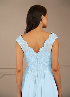 Azazie Amethyst Mother of the Bride Dresses Sky Blue A-Line V-Neck Sequins Chiffon Dress image8