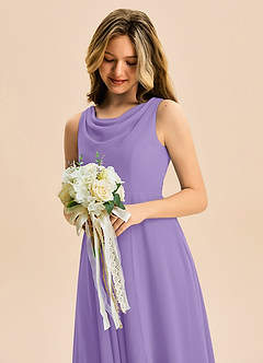 Azazie Mannie Junior Linia A Pofałdowany Szyfon Asymetryczny Młodsza druhna Sukienka image7