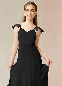 Azazie Everett Junior Vestido de Negro de Gasa de Corte En A image5