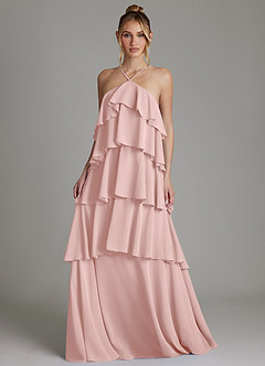Azazie Deena Kleider zum Anprobieren zu Hause A-Linie Gestreift Chiffon Kleid Staubiger Salbeigrün image4