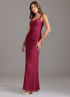 Azazie Denice Robes de demoiselle d'honneur Robe Trapèze en Blumen-Burnout Plissée Bourgogne image3