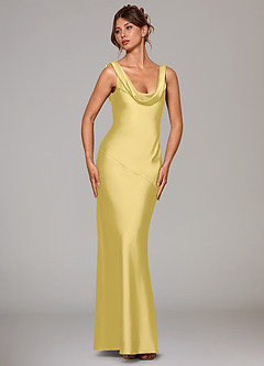 Azazie Rylina Robes de demoiselle d'honneur Robe Sirène en Satin extensible Canari image4
