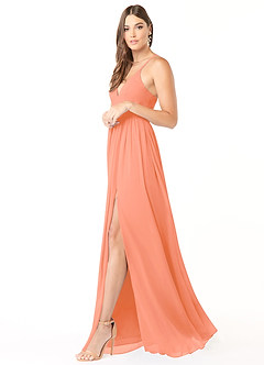 Azazie Aaida Bridesmaid Dresses Sunset A-Line Corset Chiffon Dress image4