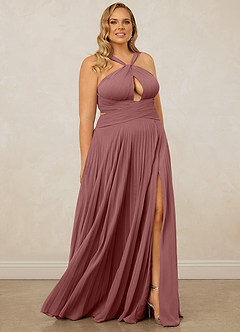 Christian Siriano Bridal for Azazie 1009 Bridesmaid Dresses Desert Rose A-Line Pleated Chiffon Dress image12