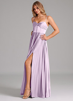 Azazie Tyla Bridesmaid Dresses Frosted Lilac A-Line Sweetheart Neckline Stretch Satin Dress image6