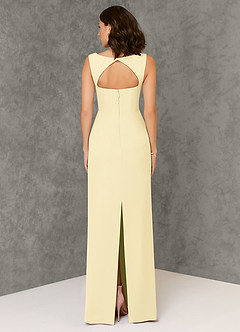 Azazie Flori Bridesmaid Dresses Lemon Sorbet Sheath Square Neckline Chiffon Dress image2