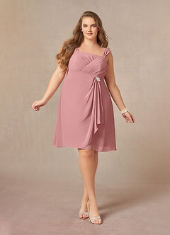 Azazie Olivia Mother of the Bride Dresses Dusty Rose A-Line Square Neckline Pleated Chiffon Dress image9
