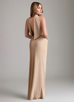 Azazie Lusinda Robes de demoiselle d'honneur Robe Sirène Convertible en Mousseline de soie Épaule décolletée Taupe image6