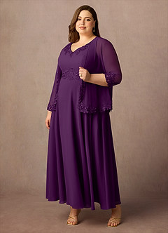 Azazie Devana Mother of the Bride Dresses Grape A-Line Sequins Chiffon Dress image10