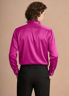 front Julian Fuchsia Stretch Satin Dress Shirt