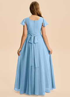 Azazie Cady Junior Steel Blue A-Line Pleated Chiffon Dress image2
