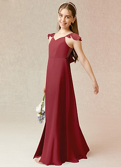 Azazie Everett Junior Pomegranate A-Line Chiffon Dress image3