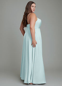Azazie Sarella Robes de demoiselle d'honneur Robe Trapèze en Satin extensible Plissé Brume image7