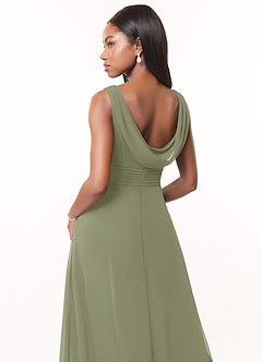 Azazie Karina Brautjungfernkleider A-Linie Plissee Chiffon Kleid Pistazie image4