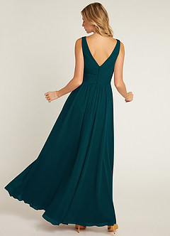 Azazie Pierrette Bridesmaid Dresses Pine A-Line Pleated Chiffon Dress image2