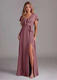 Azazie Lainey Bridesmaid Dresses Amethyst A-Line with Pockets Chiffon Dress image3