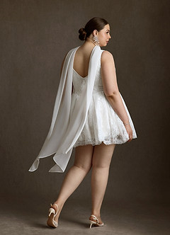 Azazie Dawn Wedding Dresses Diamond White A-Line Lace Dress image2