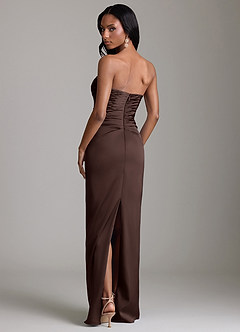 Azazie Sonora Brudtärnklänningar Klä av Tubklänning i Stretch Satin Axelbandslös Ganache image7