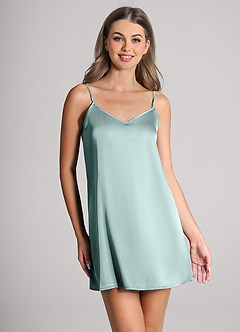 front Matching Color Classic Satin Slip Dress