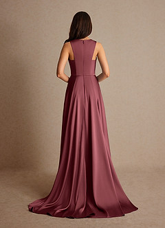 Azazie Niles Mother of the Bride Dresses Merlot A-Line Trains Stretch Satin Dress image4