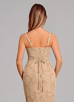 Azazie Aubrey Jurken voor bruidsmeisjes Jurk van Bloemen Burn-out met Zeemeermin Boog Champagne image2