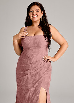Azazie Mero Bridesmaid Dresses Dusty Rose Sheath Pleated Floral Burnout Dress image11