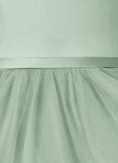 Azazie Marybell Flower Girl Dresses Agave A-Line Bow Tulle Dress image4