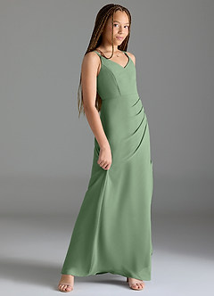 Azazie Leo Junior Matcha Mermaid Pleated Chiffon Dress image3