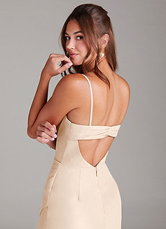 Azazie Leonis Bridesmaid Dresses White Alabaster Sheath Strapless Chiffon Convertible Dress image4