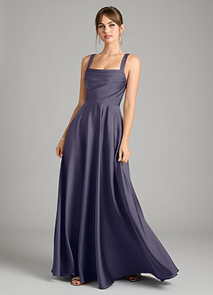 Azazie Shaude Bridesmaid Dresses Stormy A-Line Pleated Stretch Satin Dress image1