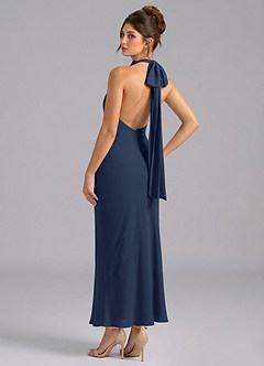 Azazie Velli Bridesmaid Dresses Dark Navy Mermaid High Neck Chiffon Dress image6