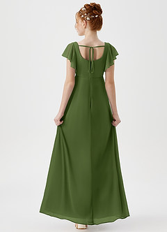 Azazie Bondi Junior A-Linie Seitliche Cut-Outs Gittergewebe Kleid Olivgrün image2