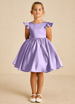 Azazie Tootsie Flower Girl Dresses Lilac A-Line Bow Matte Satin Dress image3