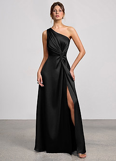Eulalie Black Luminous Satin Maxi Dress image2