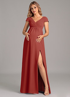Azazie Allessia Maternity Bridesmaid Dresses A-Line Pleated Chiffon Floor-Length Dress image5