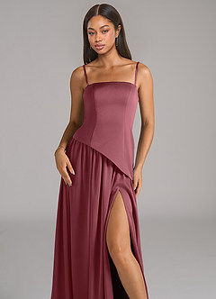 Azazie Adeline Bridesmaid Dresses Desert Rose A-Line Strapless Stretch Satin Convertible Dress image2