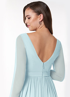 Azazie Teton Brautjungfernkleider für Schwangere A-Linie Langarm Chiffon Bodenlänge Kleid image6