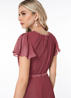 Azazie Kara Modest Bridesmaid Dresses A-Line Pleated Chiffon Floor-Length Dress image6