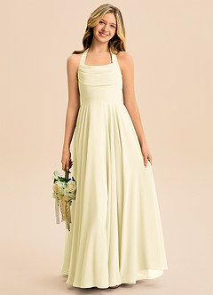 Azazie Kady Junior Lemon Sorbet A-Line Sweetheart Neckline Chiffon Dress image4