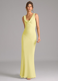Azazie Rylina Bridesmaid Dresses Lemon Sorbet Mermaid Pleated Chiffon Dress image3
